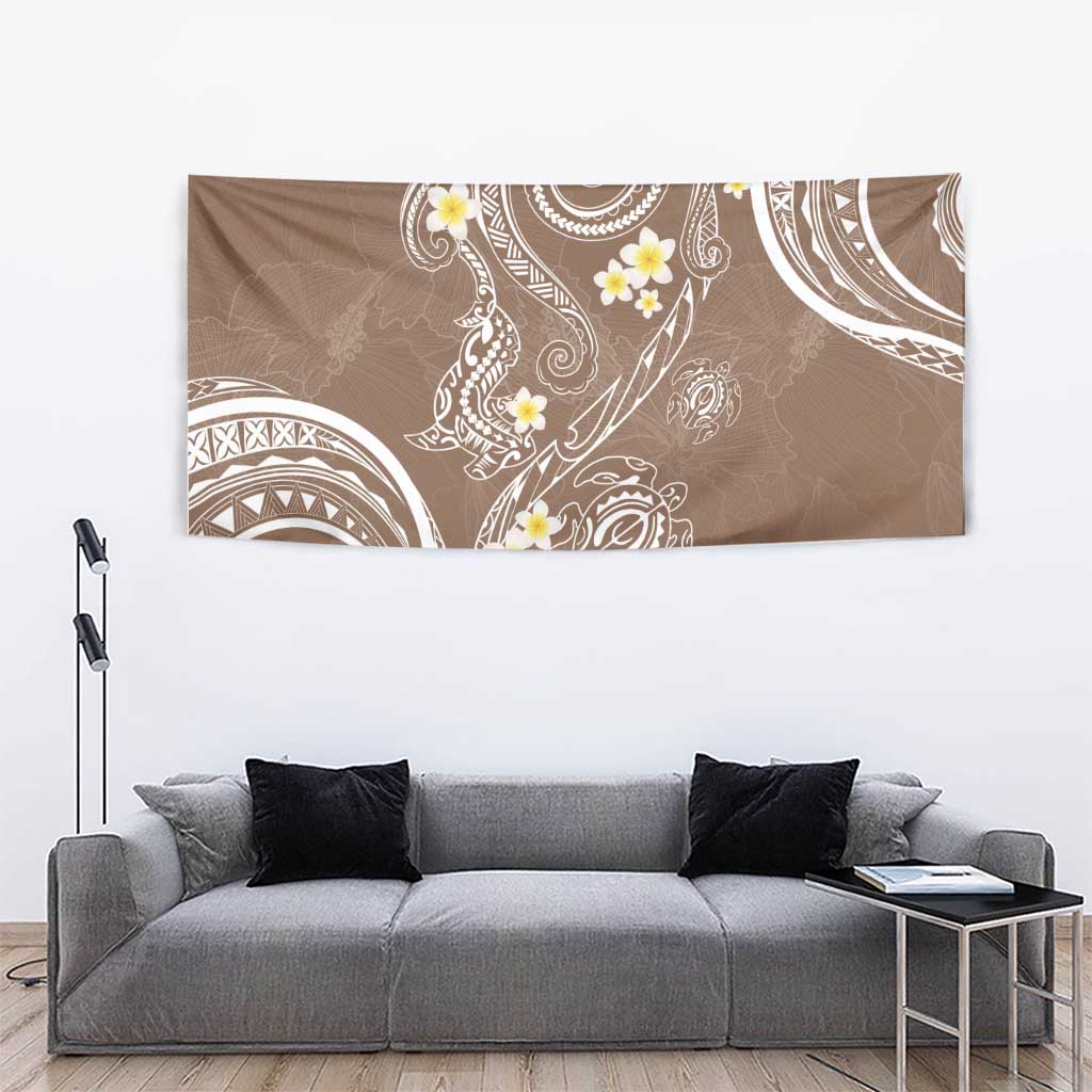 Polynesia Tribal Tapestry Mocha Plumeria Tentacles