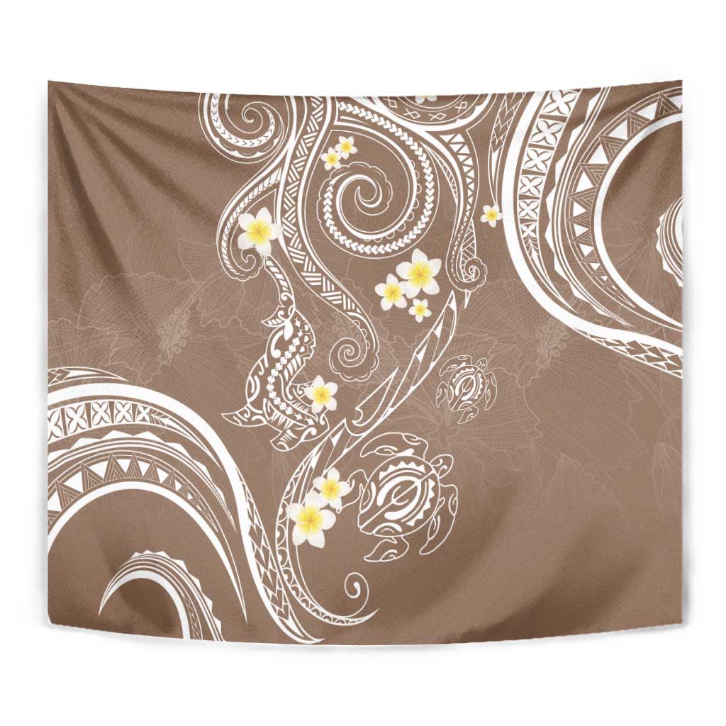 Polynesia Tribal Tapestry Mocha Plumeria Tentacles