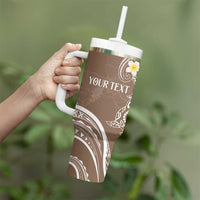 Polynesia Tribal Tumbler With Handle Mocha Plumeria Tentacles