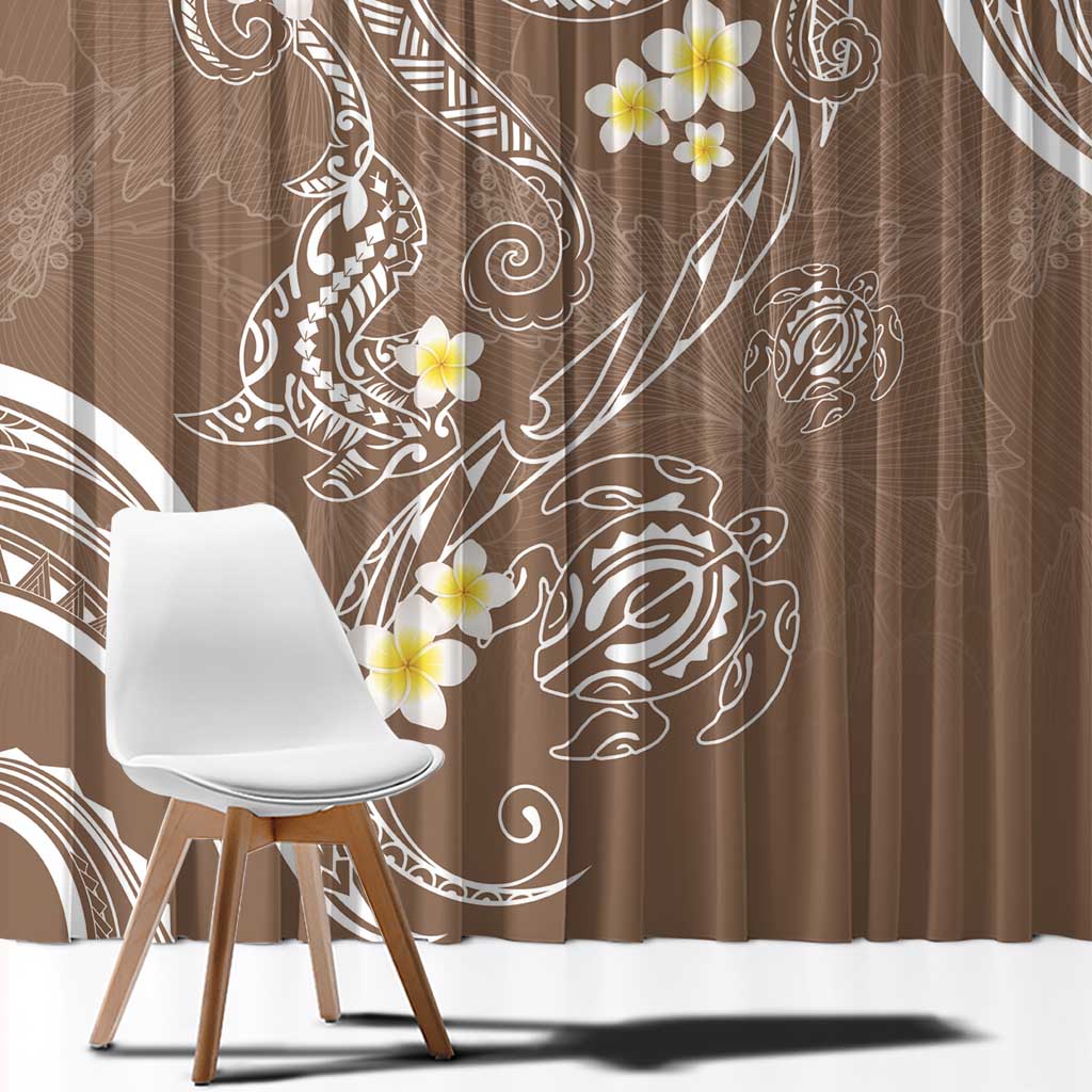 Polynesia Tribal Window Curtain Mocha Plumeria Tentacles