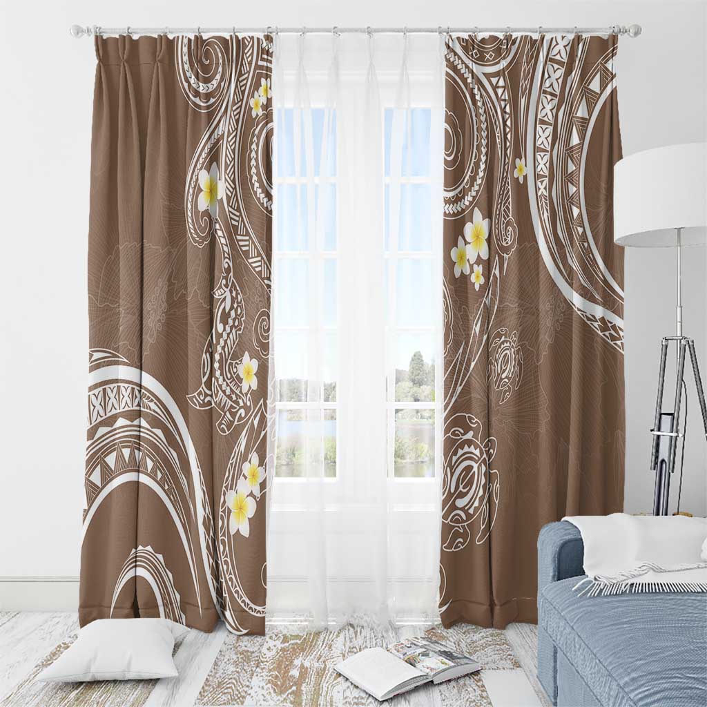 Polynesia Tribal Window Curtain Mocha Plumeria Tentacles