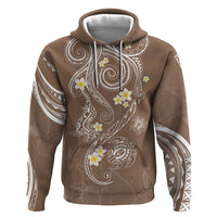 Polynesia Tribal Zip Hoodie Mocha Plumeria Tentacles LT7 Pullover Hoodie Mocha - Polynesian Pride