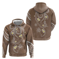 Polynesia Tribal Zip Hoodie Mocha Plumeria Tentacles LT7 - Polynesian Pride