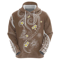 Polynesia Tribal Zip Hoodie Mocha Plumeria Tentacles LT7 - Polynesian Pride