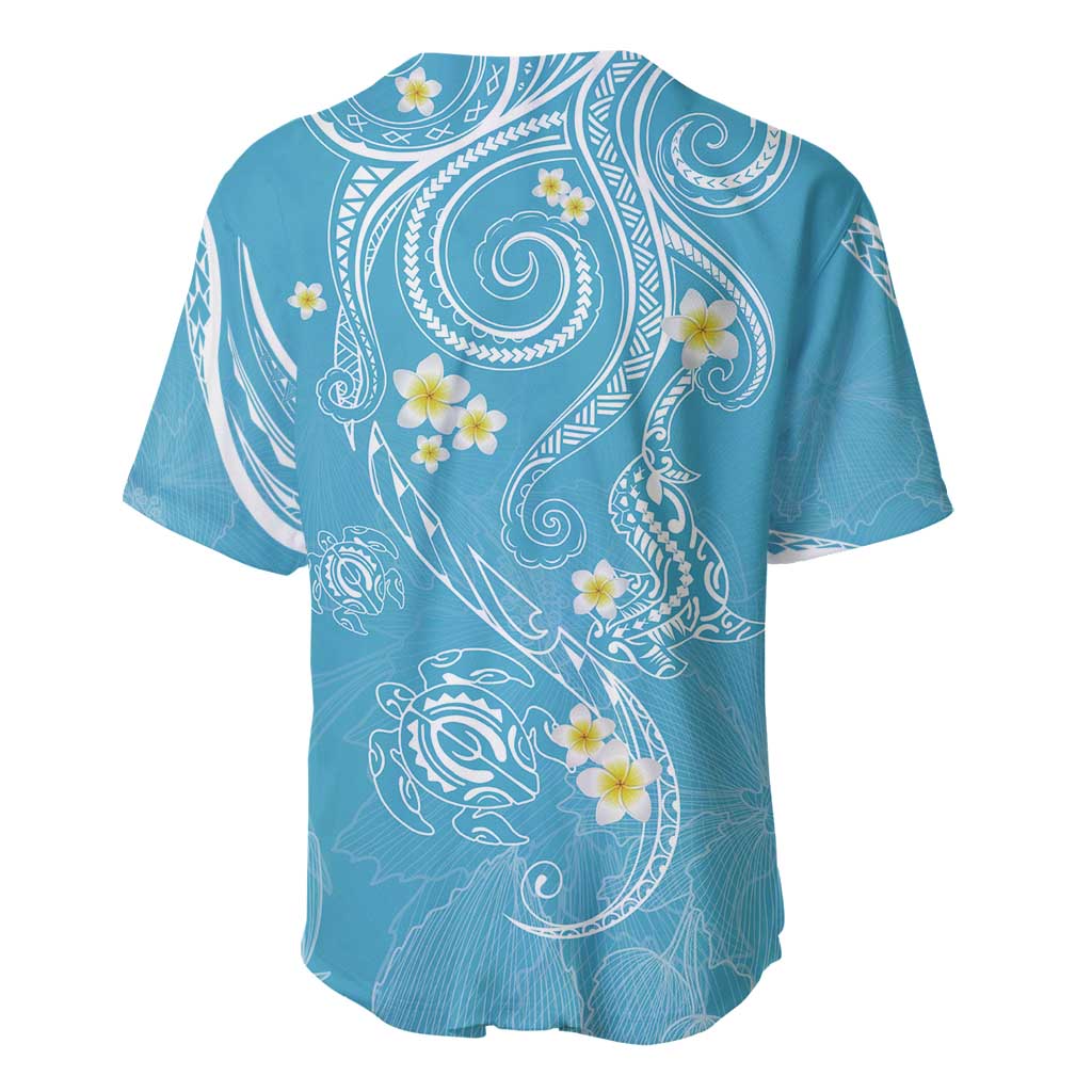 Polynesia Tribal Baseball Jersey Turquoise Plumeria Tentacles LT7 - Polynesian Pride