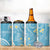 Polynesia Tribal 4 in 1 Can Cooler Tumbler Turquoise Plumeria Tentacles
