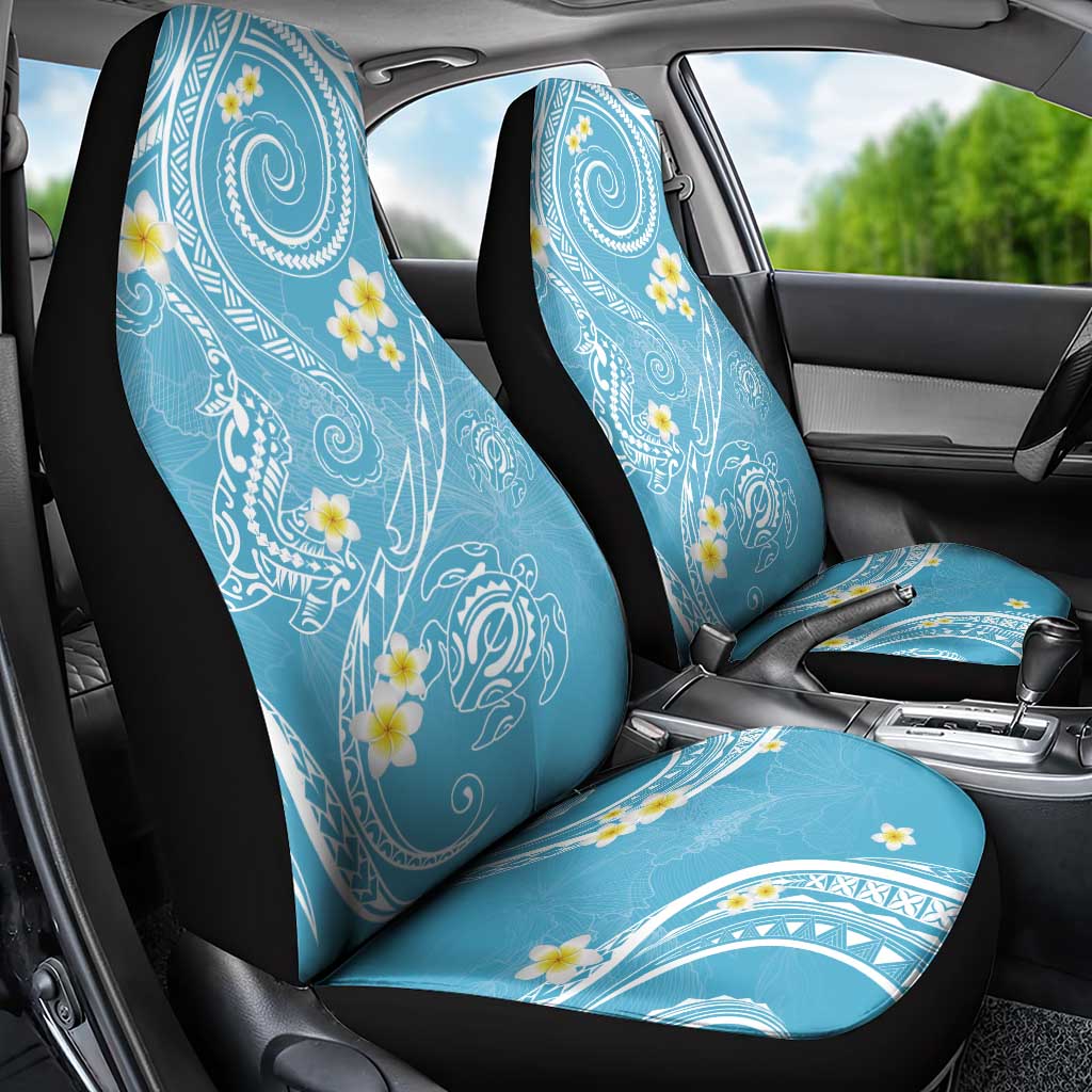 Polynesia Tribal Car Seat Cover Turquoise Plumeria Tentacles