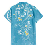 Polynesia Tribal Family Matching Puletasi and Hawaiian Shirt Turquoise Plumeria Tentacles