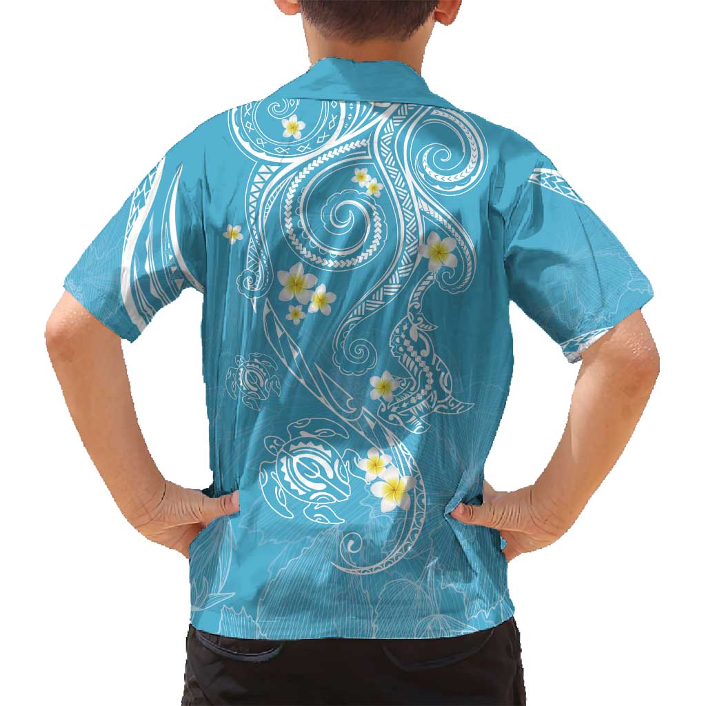 Polynesia Tribal Family Matching Tank Maxi Dress and Hawaiian Shirt Turquoise Plumeria Tentacles LT7 - Polynesian Pride