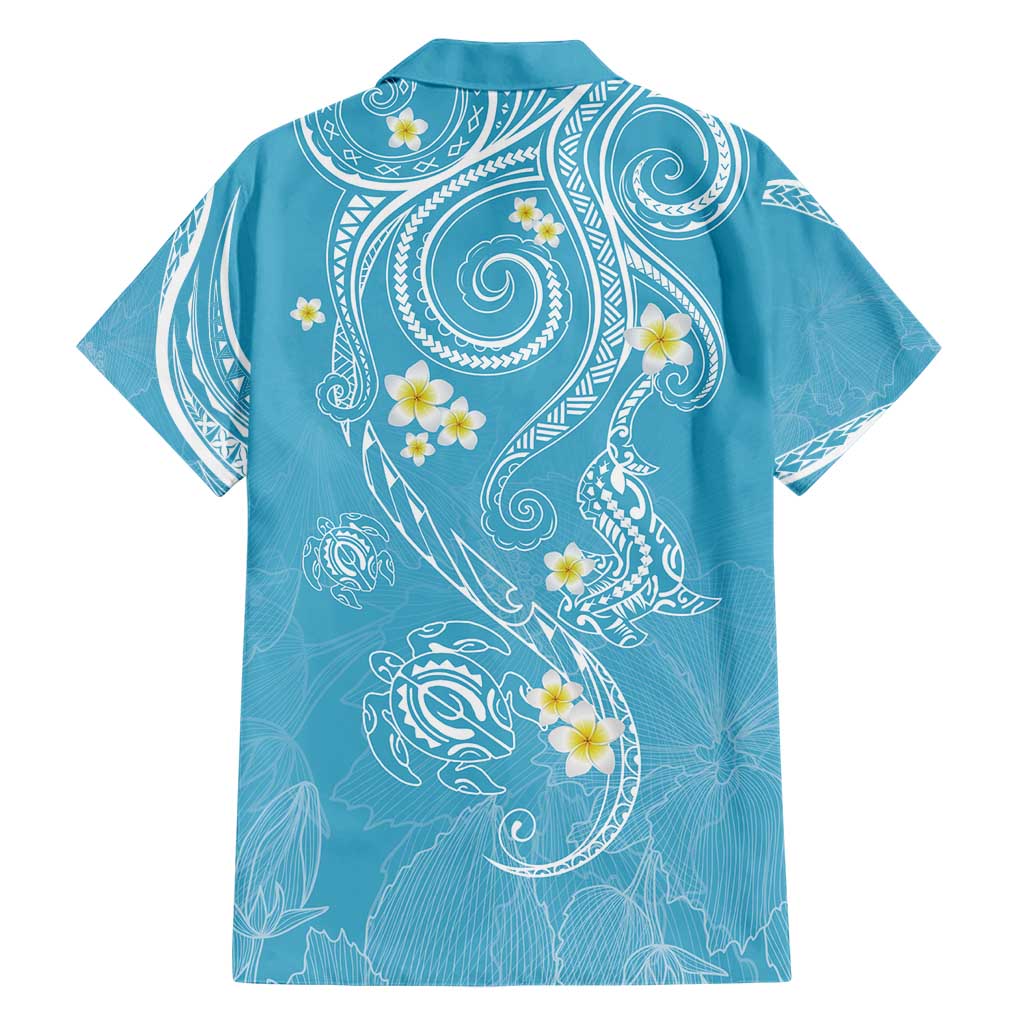 Polynesia Tribal Hawaiian Shirt Turquoise Plumeria Tentacles