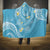 Polynesia Tribal Hooded Blanket Turquoise Plumeria Tentacles