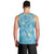Polynesia Tribal Men Tank Top Turquoise Plumeria Tentacles