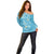 Polynesia Tribal Off Shoulder Sweater Turquoise Plumeria Tentacles