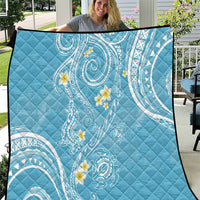 Polynesia Tribal Quilt Turquoise Plumeria Tentacles