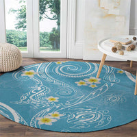 Polynesia Tribal Round Carpet Turquoise Plumeria Tentacles LT7 - Polynesian Pride