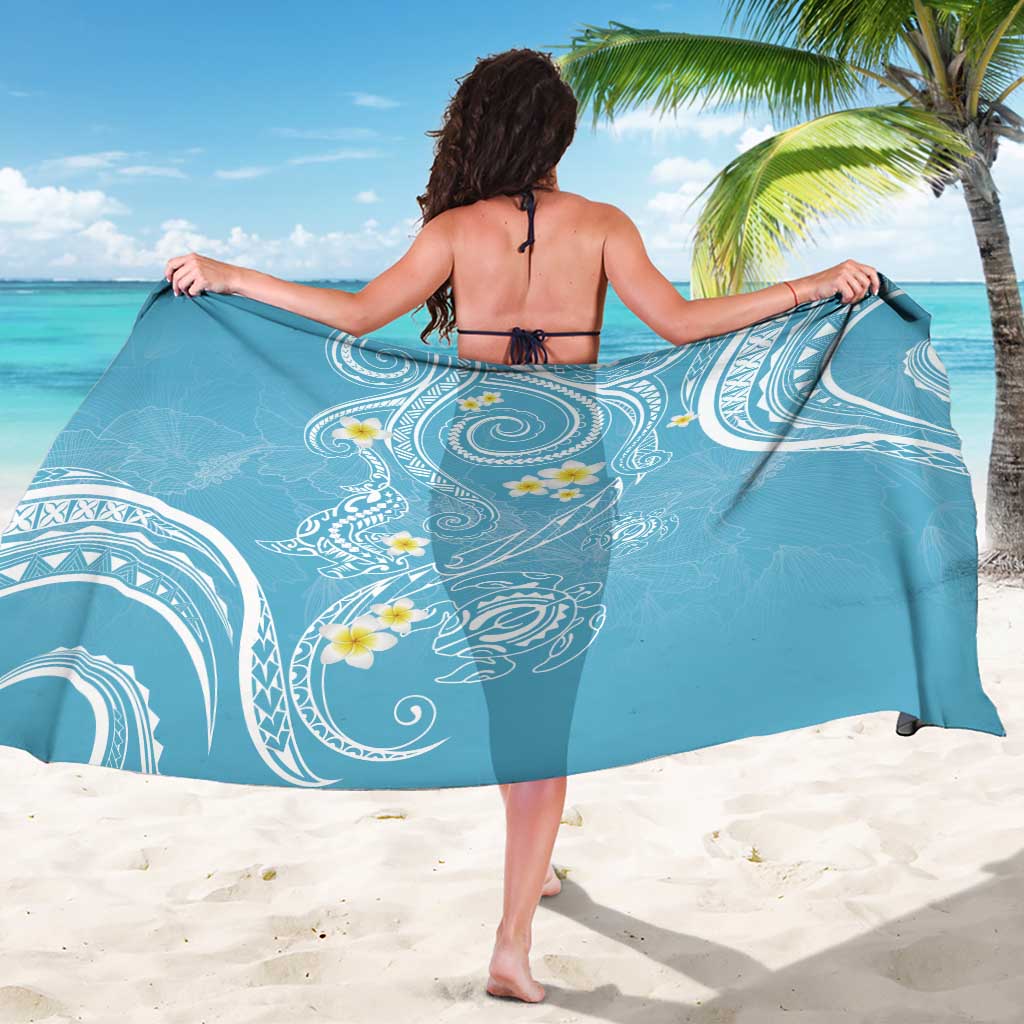 Polynesia Tribal Sarong Turquoise Plumeria Tentacles