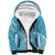Polynesia Tribal Sherpa Hoodie Turquoise Plumeria Tentacles