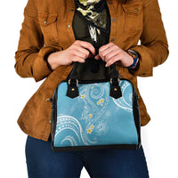 Polynesia Tribal Shoulder Handbag Turquoise Plumeria Tentacles