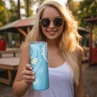 Polynesia Tribal Skinny Tumbler Turquoise Plumeria Tentacles