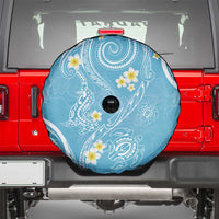 Polynesia Tribal Spare Tire Cover Turquoise Plumeria Tentacles