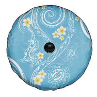 Polynesia Tribal Spare Tire Cover Turquoise Plumeria Tentacles