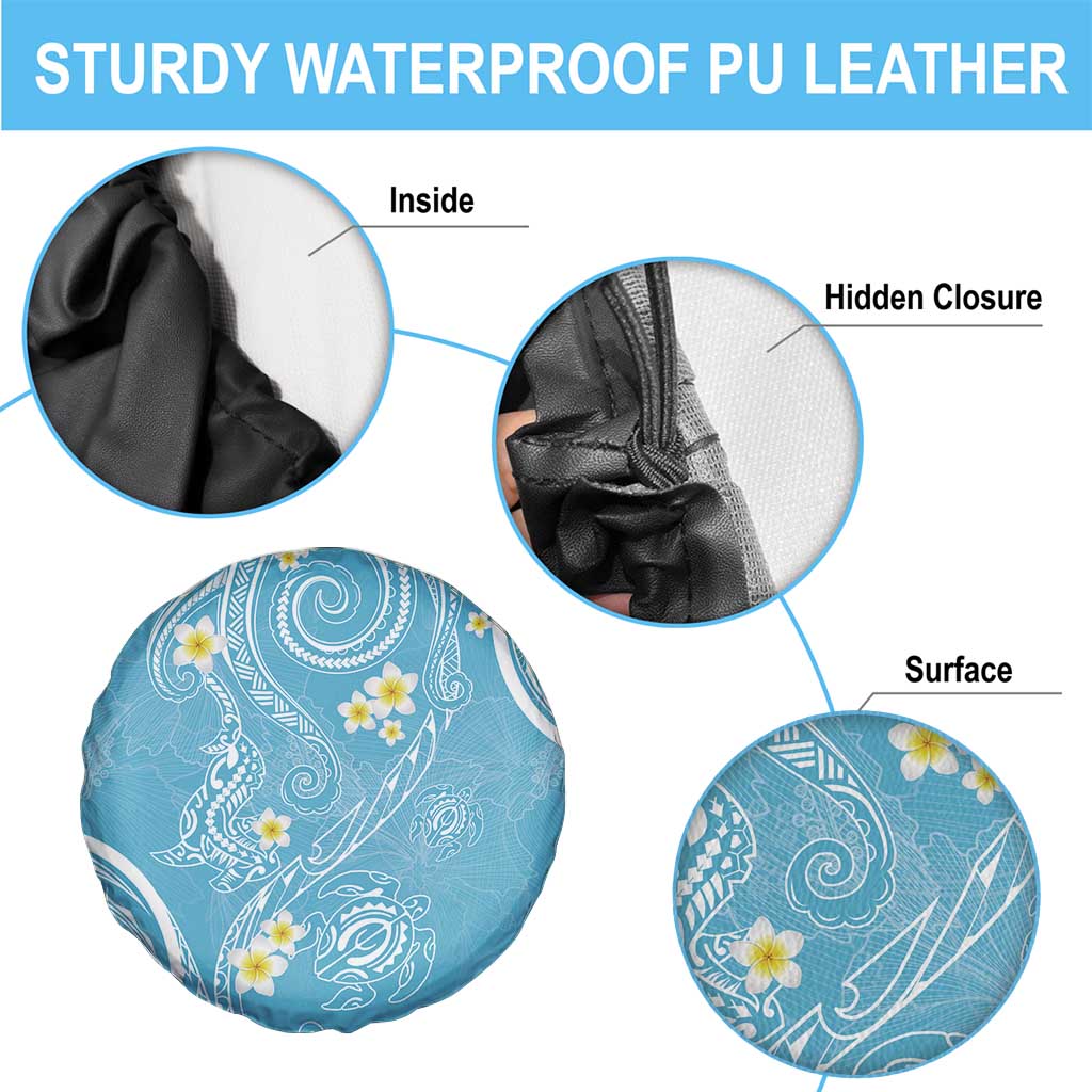 Polynesia Tribal Spare Tire Cover Turquoise Plumeria Tentacles