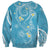Polynesia Tribal Sweatshirt Turquoise Plumeria Tentacles