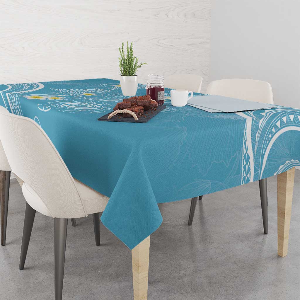 Polynesia Tribal Tablecloth Turquoise Plumeria Tentacles