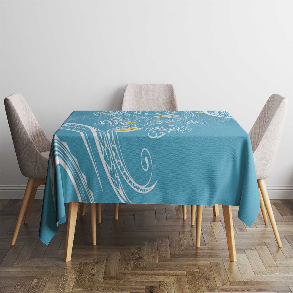 Polynesia Tribal Tablecloth Turquoise Plumeria Tentacles