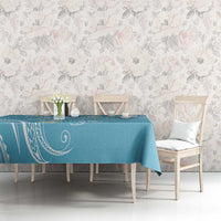 Polynesia Tribal Tablecloth Turquoise Plumeria Tentacles