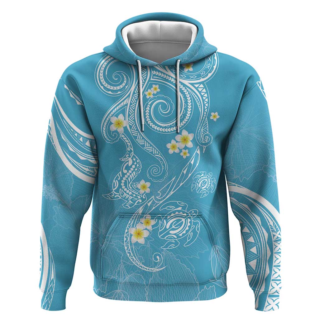 Polynesia Tribal Zip Hoodie Turquoise Plumeria Tentacles LT7 Pullover Hoodie Turquoise - Polynesian Pride