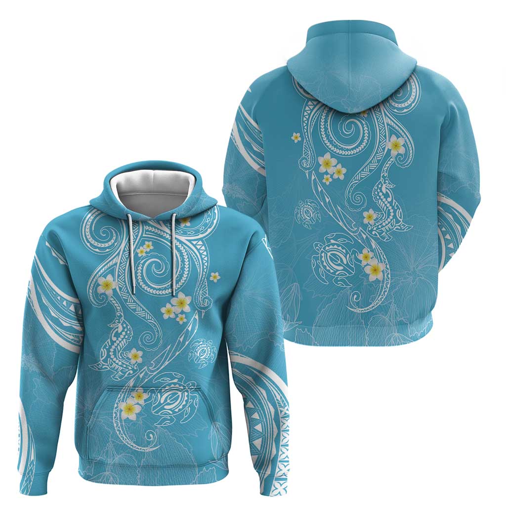 Polynesia Tribal Zip Hoodie Turquoise Plumeria Tentacles LT7 - Polynesian Pride