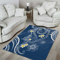 Polynesia Tribal Area Rug Deep Blue Plumeria Tentacles