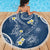 Polynesia Tribal Beach Blanket Deep Blue Plumeria Tentacles