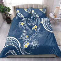 Polynesia Tribal Bedding Set Deep Blue Plumeria Tentacles