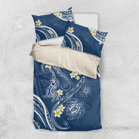 Polynesia Tribal Bedding Set Deep Blue Plumeria Tentacles