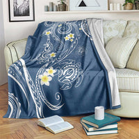 Polynesia Tribal Blanket Deep Blue Plumeria Tentacles