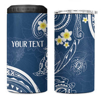 Polynesia Tribal 4 in 1 Can Cooler Tumbler Deep Blue Plumeria Tentacles