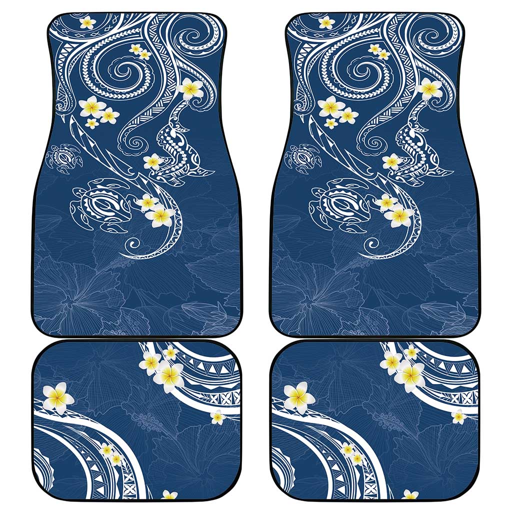 Polynesia Tribal Car Mats Deep Blue Plumeria Tentacles