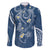 Polynesia Tribal Family Matching Off The Shoulder Long Sleeve Dress and Hawaiian Shirt Deep Blue Plumeria Tentacles