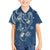 Polynesia Tribal Family Matching Off Shoulder Short Dress and Hawaiian Shirt Deep Blue Plumeria Tentacles