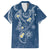 Polynesia Tribal Family Matching Summer Maxi Dress and Hawaiian Shirt Deep Blue Plumeria Tentacles