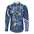 Polynesia Tribal Family Matching Summer Maxi Dress and Hawaiian Shirt Deep Blue Plumeria Tentacles