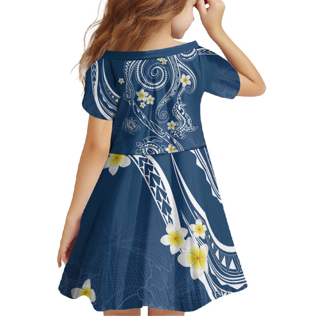 Polynesia Tribal Family Matching Tank Maxi Dress and Hawaiian Shirt Deep Blue Plumeria Tentacles