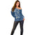 Polynesia Tribal Off Shoulder Sweater Deep Blue Plumeria Tentacles