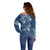 Polynesia Tribal Off Shoulder Sweater Deep Blue Plumeria Tentacles