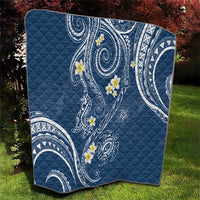 Polynesia Tribal Quilt Deep Blue Plumeria Tentacles