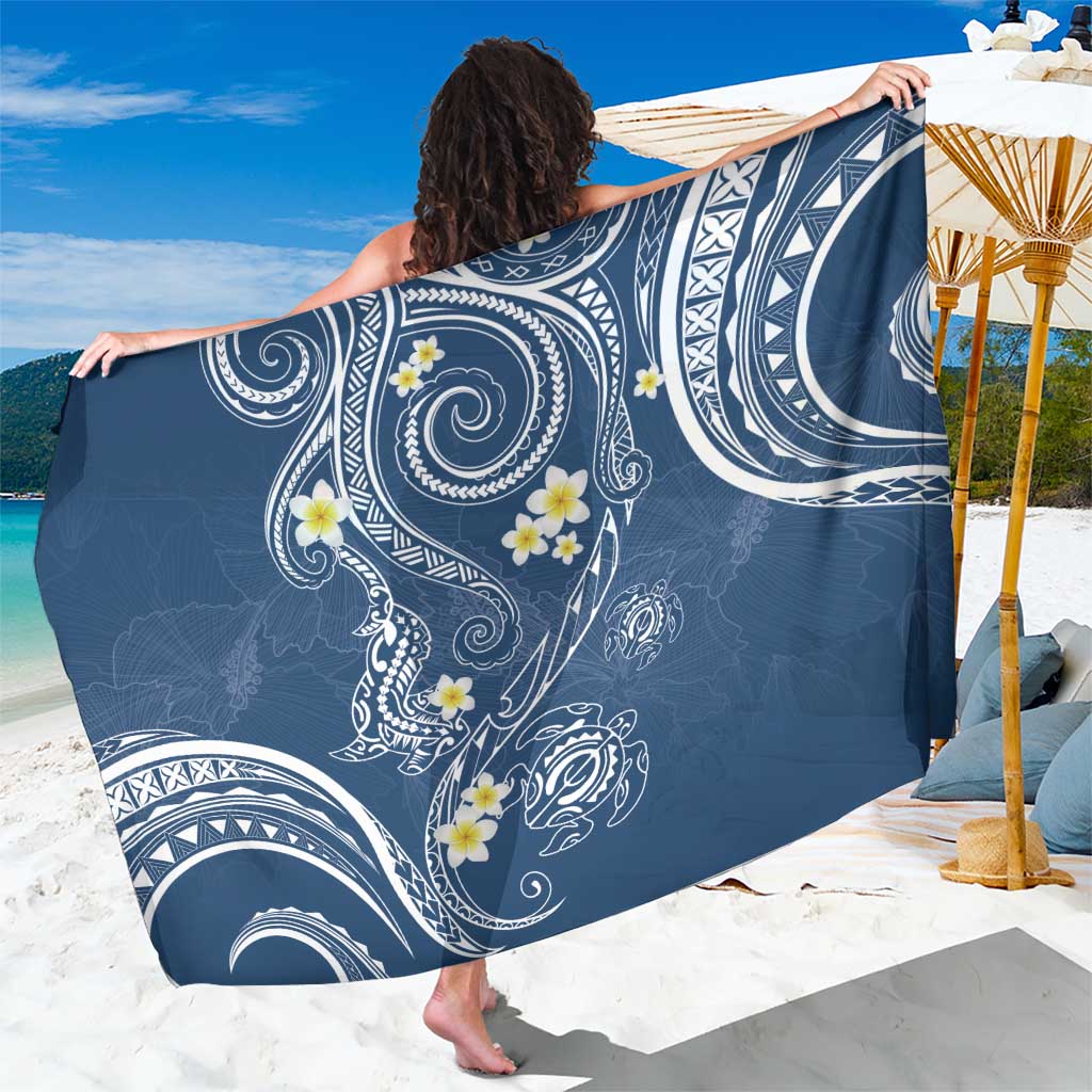 Polynesia Tribal Sarong Deep Blue Plumeria Tentacles LT7 One Size 44 x 66 inches Blue - Polynesian Pride