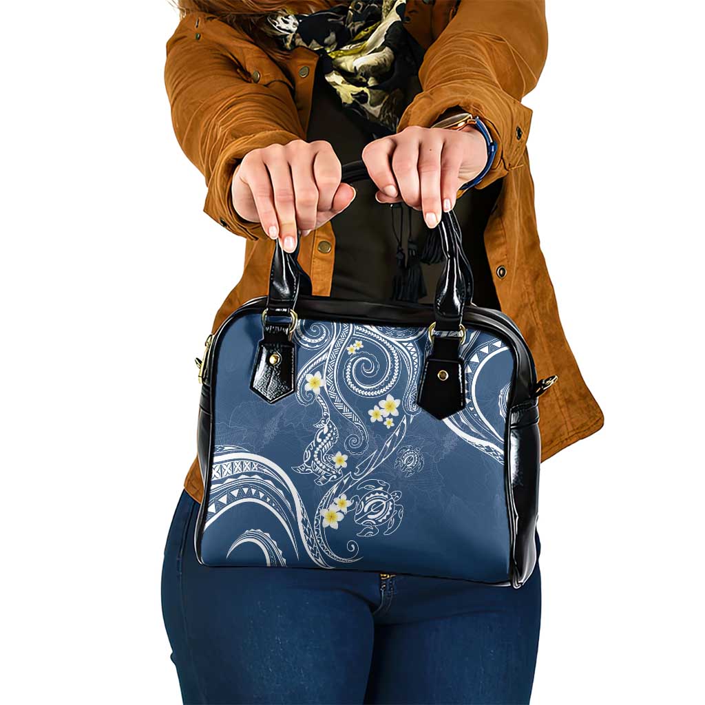 Polynesia Tribal Shoulder Handbag Deep Blue Plumeria Tentacles LT7 One Size Blue - Polynesian Pride