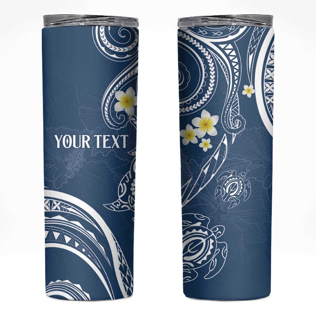 Polynesia Tribal Skinny Tumbler Deep Blue Plumeria Tentacles